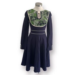 Kitten D'Amour Australia Retro 1950s Pinup Dress Fit & Flare Green Blue Sz. 8 FS